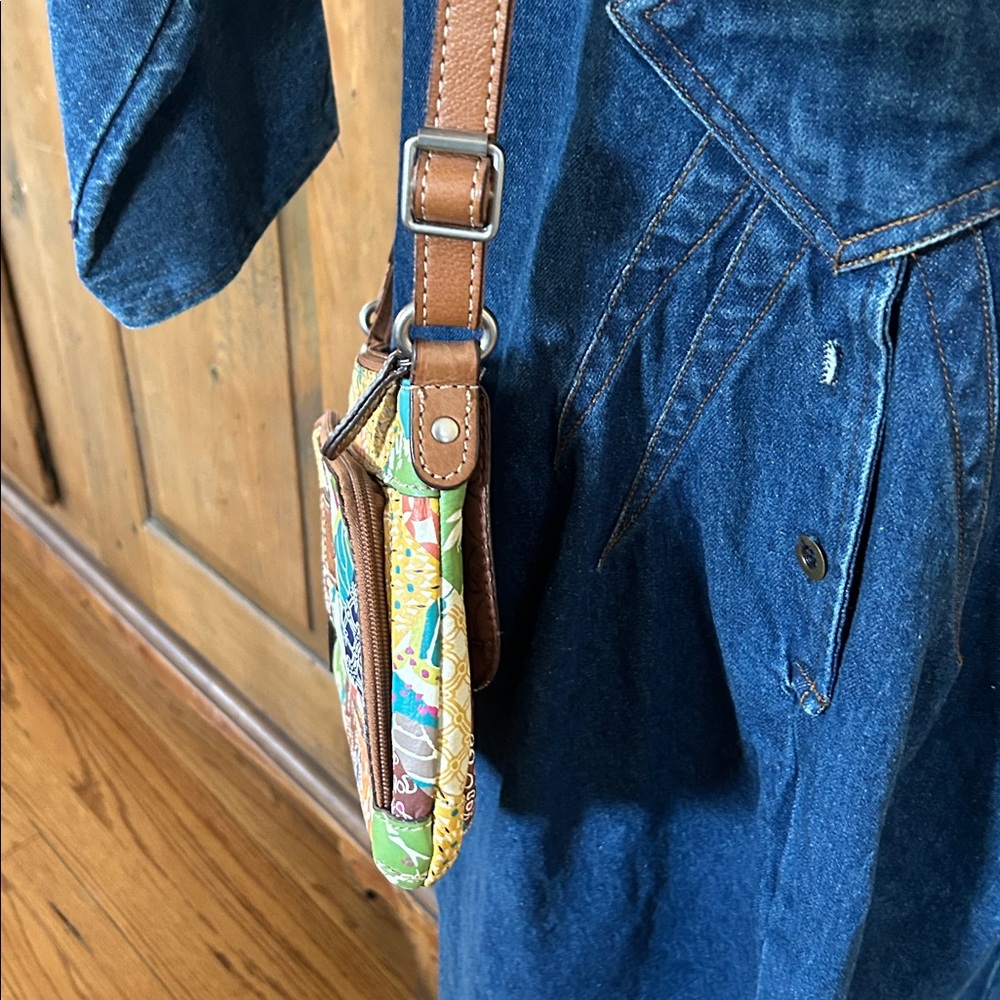 Fossil Spring Multicolor Patchwork Floral Crossbo… - image 3